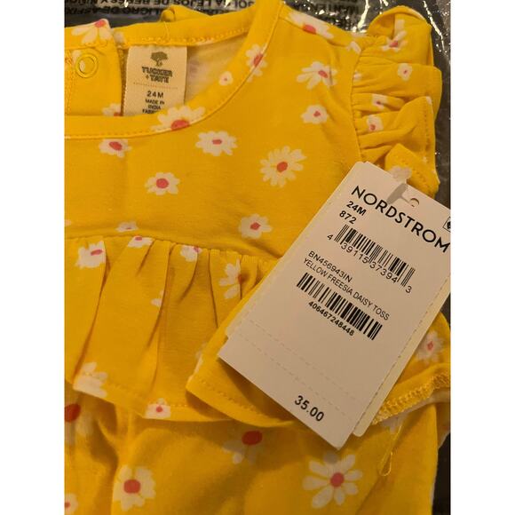 NWT Tucker + Tate Yellow Freesia Daisy Toss Double Ruffle Romper Baby Size 24M - Picture 3 of 4